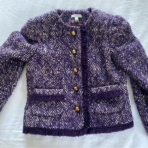 J.Crew Purple Tweed Boucle Wool-Blend Knit Blazer Jacket | Women's 4